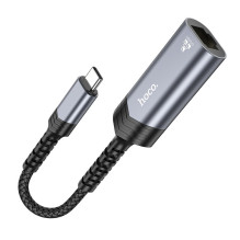 Adapteris Hoco UA26 USB-C to RJ45 (1000 Mbps) pilkas