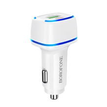 Car charger Borofone BZ14A PD20W+QC3.0 with 2 USB ports white