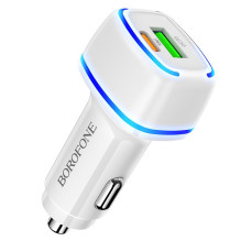 Car charger Borofone BZ14A PD20W+QC3.0 with 2 USB ports white