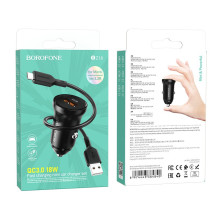 Car charger Borofone BZ18 Quick Charge 3.0 18W + MicroUSB black