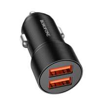 Automobilinis įkroviklis Borofone BZ19B 2xUSB-A QC3.0 36W juodas