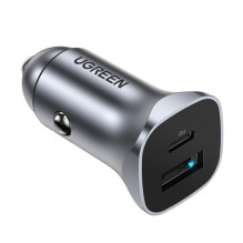 Automobilinis įkroviklis Ugreen CD130 USB-C / USB-A 30W pilkas