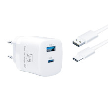 Įkroviklis 3mk Hyper GaN Charger 33W 1xUSB-C + 1xUSB-A baltas