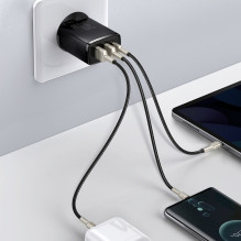 Įkroviklis Baseus Compact Quick Charger 2xUSB / Type-C 30W juodas CCXJ-E01