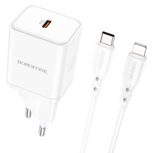 Charger Borofone BN6 Type-C PD+QC3.0 20W + Lightning, white