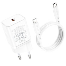 Charger Borofone BN6 Type-C PD+QC3.0 20W + Lightning, white