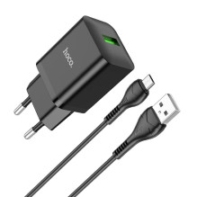 Įkroviklis Hoco N26 USB-A Quick Charge 3.0 18W + MicroUSB juodas