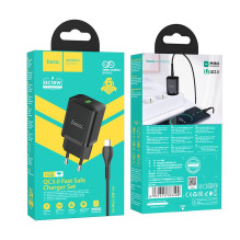 Įkroviklis Hoco N26 USB-A Quick Charge 3.0 18W + MicroUSB juodas