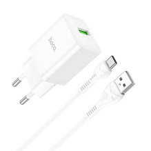 Įkroviklis Hoco N26 USB-A Quick Charge 3.0 18W + Type-C baltas