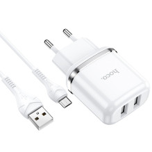 Charger Hoco N4 with two USB connections + MicroUSB (2.4A) white