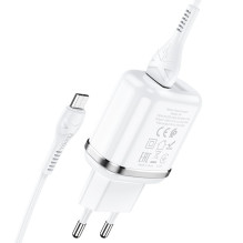 Charger Hoco N4 with two USB connections + MicroUSB (2.4A) white