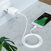 Charger Hoco N4 with two USB connections + MicroUSB (2.4A) white