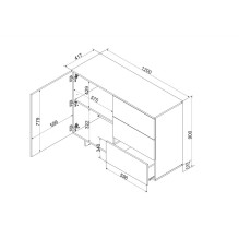 Cama 1D3S ALMA komoda 120x41,5xH90 kašmyras