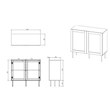 JUTA 2D komoda 100x39,5x90 juoda + linolis calabria