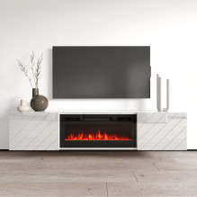 RTV LUXE cabinet 182.6x34.5x37.5 white / gloss white + black fireplace