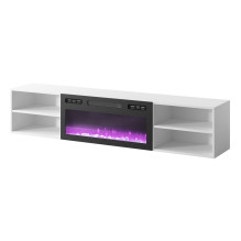 RTV cabinet POLO 180x33x39 white + fireplace black