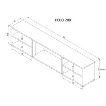 RTV cabinet POLO 180x33x39 white + fireplace black