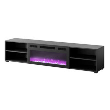 RTV cabinet POLO 180x33x39 black + fireplace black