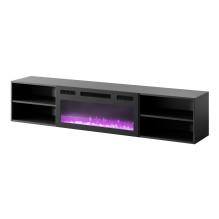 RTV cabinet POLO 180x33x39 black + fireplace black