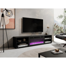 RTV cabinet POLO 180x33x39 black + fireplace black