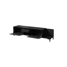 RTV cabinet MARMO 2D1S1K 195x40x47.5 cm black matt / marble black