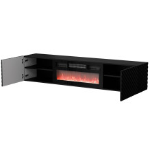 Cama RTV cabinet LARA 183x35x37 black matt + black fireplace