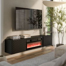 Cama RTV cabinet LARA 183x35x37 black matt + black fireplace