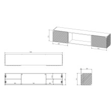 Cama RTV spinta LARA 183x35x37 juoda matinė + juodas židinys