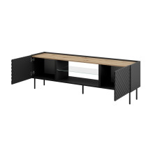 EF ONDA RTV cabinet 180x40x39-58 black (standing or wall mounted)