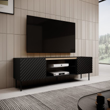 EF ONDA RTV cabinet 180x40x39-58 black (standing or wall mounted)