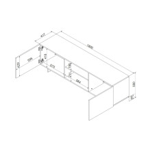 Cama 2D1P RTV spintelė ALMA 180x41.5xH55 kašmyras