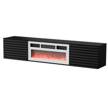 Cama RTV cabinet TULA 183x35x37 black matt + white fireplace