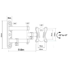 Maclean MC-417 Full Motion TV monitoriaus sieninis laikiklis 13-32&quot; maks. 30kg. VESA 100x100 juoda milteliais dengt