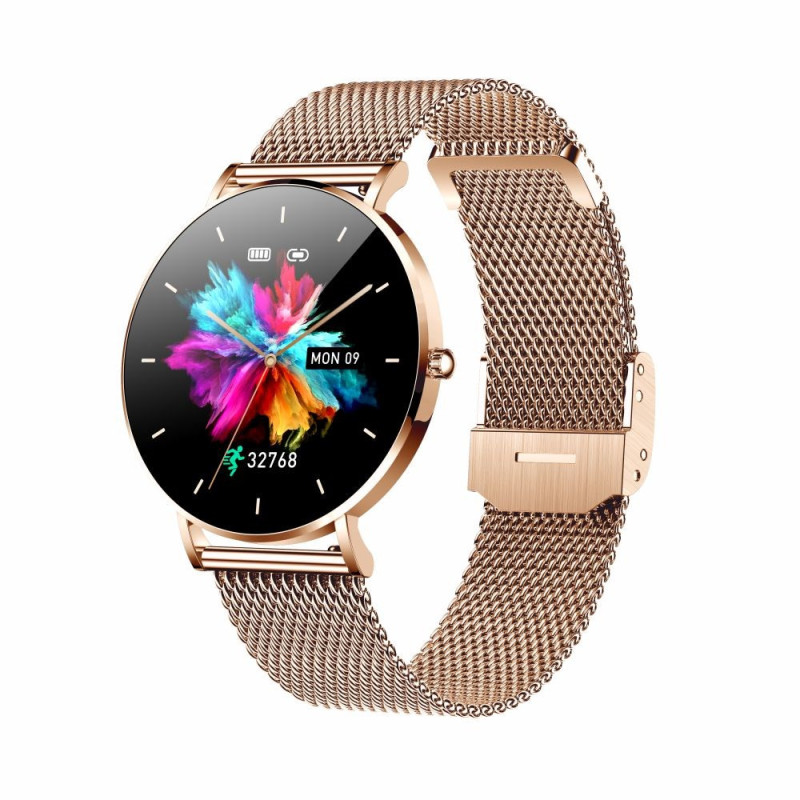 Manta Alexa women's smartwatch gold + pink strap