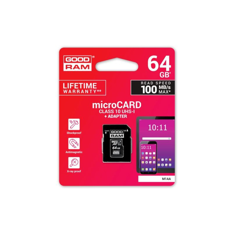 Memory card GOODRAM MicroSD 64GB (class10 UHS-I) + SD Adapter