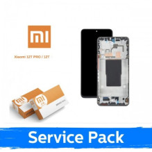 Ekranas skirtas Xiaomi 12T (12T Pro) su rėmeliu / Black / (Service Pack)