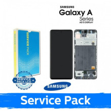 Ekranas skirtas Samsung A515 2020 A51 juodas su rėmeliu (Service Pack)