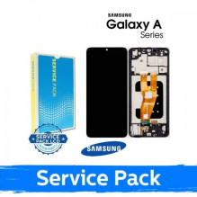 Ekranas skirtas Samsung A055 A05 juodas su rėmeliu (Service Pack)