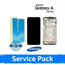 Ekranas skirtas Samsung A245 A24 4G juodas su rėmeliu (Service Pack)