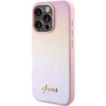 Guess Guess Saffiano Iridescent Script case for iPhone 15 Pro - pink