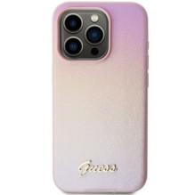 Guess Guess Saffiano Iridescent Script case for iPhone 15 Pro - pink