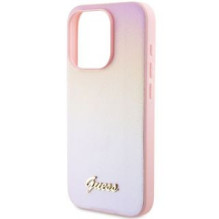 Guess Guess Saffiano Iridescent Script case for iPhone 15 Pro - pink