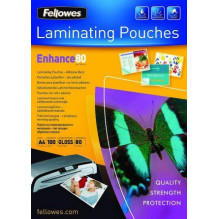 LAMINATOR POUCH ADHESIVE BACK/ A4 80 100PCS 5302202 FELLOWES