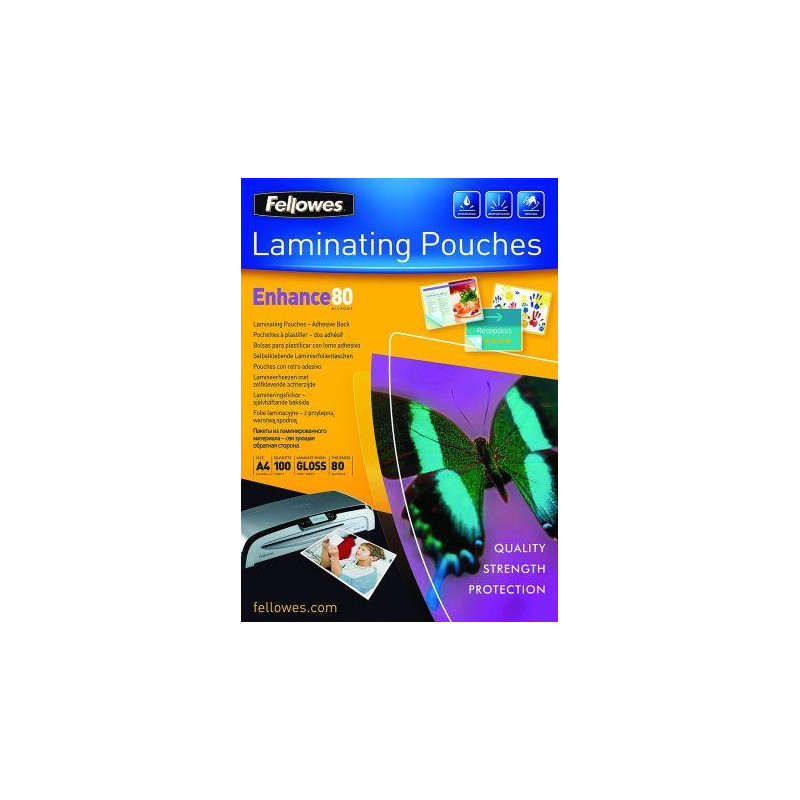 LAMINATOR POUCH ADHESIVE BACK/ A4 80 100PCS 5302202 FELLOWES