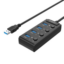 Orico USB 3.0. Hub with switches, 4x USB (black)