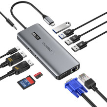 Adapteris 12w1 Choetech HUB-M26 USB-C (pilkas)