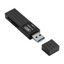 XO DK05B USB 3.0 atminties kortelių skaitytuvas 2W1 (juodas)