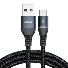 USB-C Remax Colorful Light laidas, 1 m, 2,4 A (juodas)