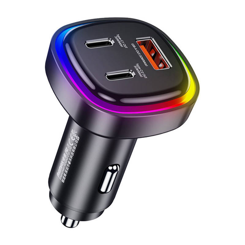 Automobilinis įkroviklis USB, 2x USB-C Remax RCC330, 66W (juodas)