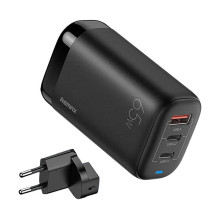 Sieninis įkroviklis Remax, RP-U55, 2x USB-C, USB, EU 65W (juodas)